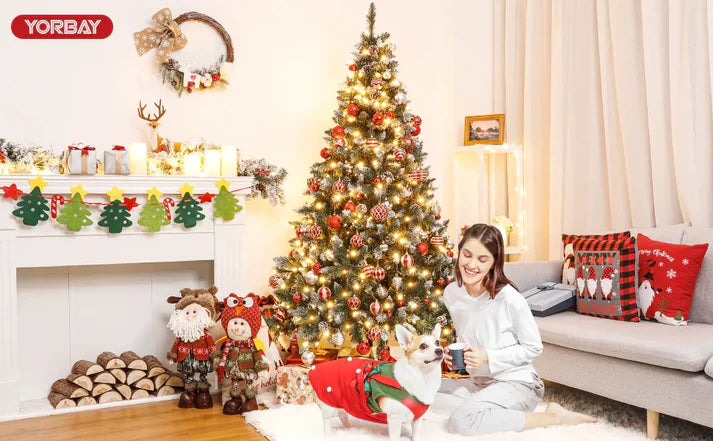 Sapin de Noël avec pied - Décoration avec neige - 180 cm