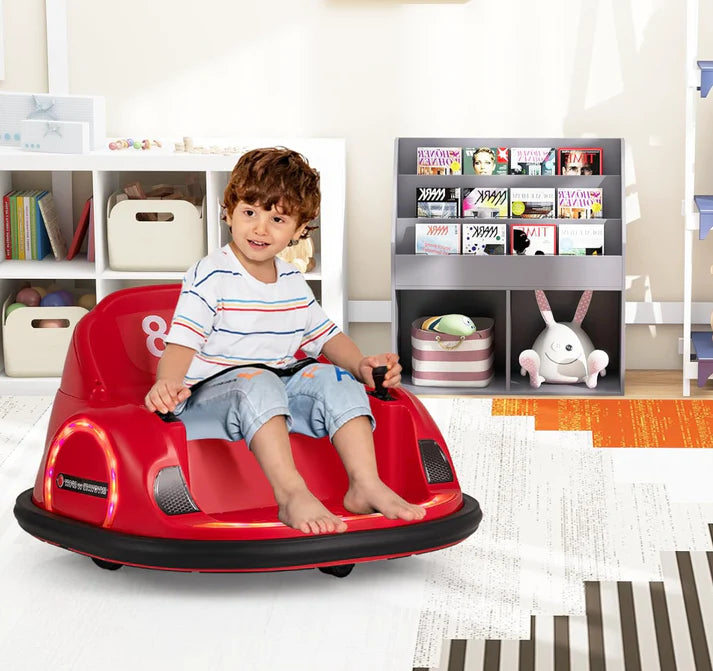 Auto Tamponneuse Enfant, Voiture Enfant Électrique Rotatif à 360°, avec Télécommande 2,4G, 2 Modes de Contrôle, Klaxon & Musique, Charge 25 KG, pour Garçons & Filles 18