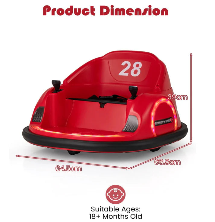 Auto Tamponneuse Enfant, Voiture Enfant Électrique Rotatif à 360°, avec Télécommande 2,4G, 2 Modes de Contrôle, Klaxon & Musique, Charge 25 KG, pour Garçons & Filles 18