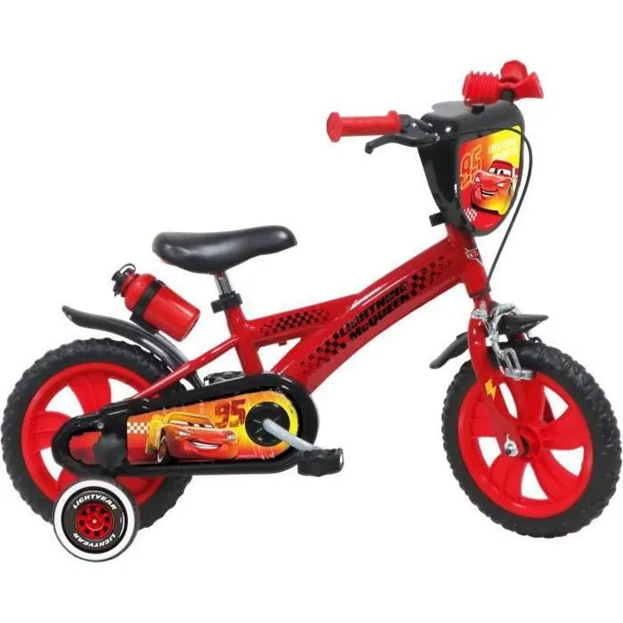 Kinderfahrrad < 90 cm - ausgestattet mit 1 Bremse - 2 abnehmbaren Stützrädern - dekorativem Frontschild!