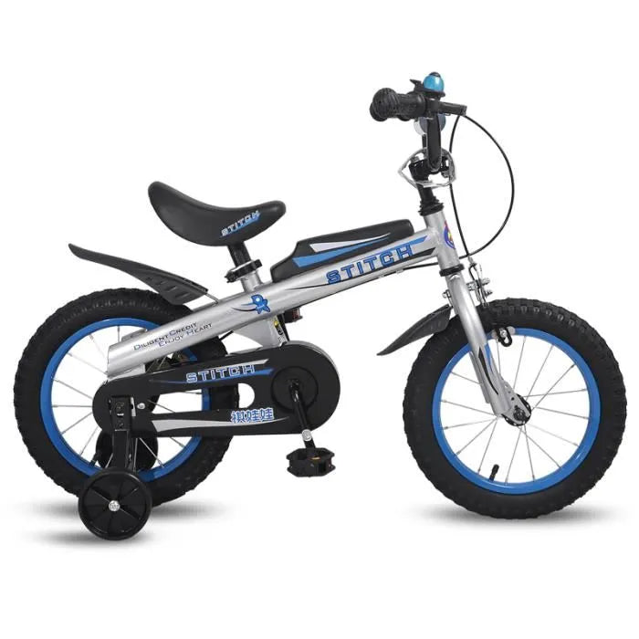 Vélo pour enfants HILAND, 16", pour enfants de 4 à 6 ans, avec garde-boue et roues auxiliaires, bleu