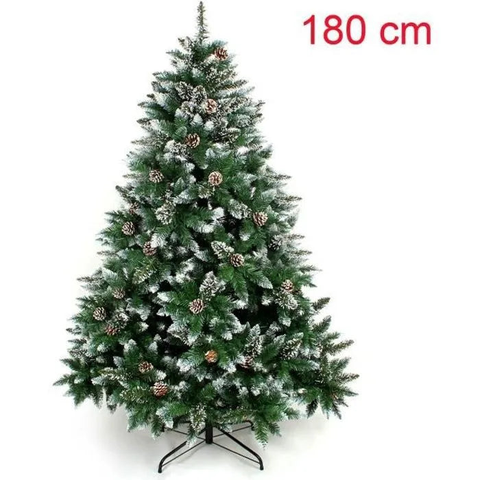 Sapin de Noël avec pied - Décoration avec neige - 180 cm